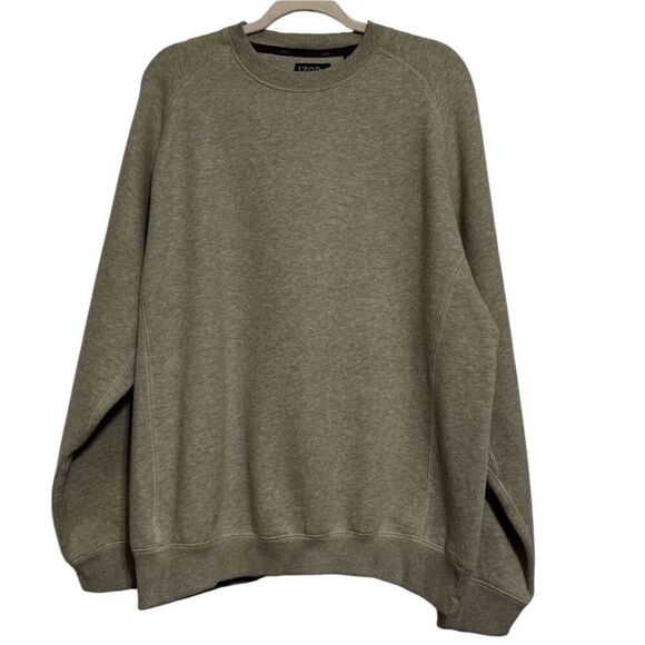 IZOD PerformX Pullover Sweatshirt Mens Large Tan Crew Neck Cotton Blend Heather - Picture 1 of 12